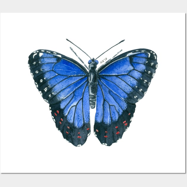 Blue Morpho butterfly watercolor painting Wall Art by katerinamk